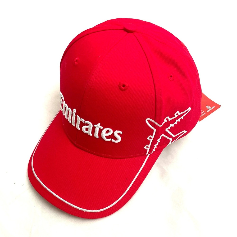 NEW Emirates Airlines Plane Embroidered Bill Hat Unisex Red Adjustable